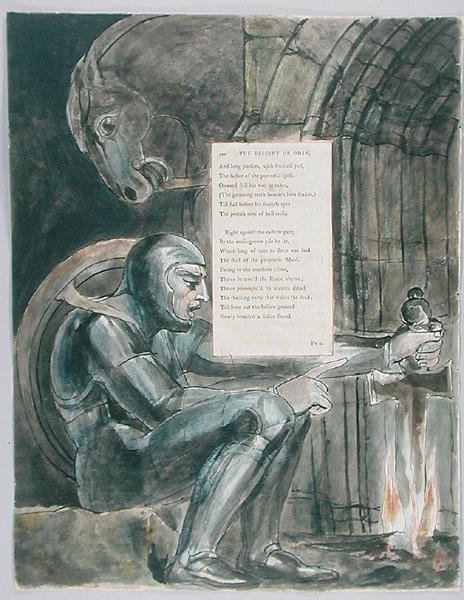 De afdaling van Odin, ontwerp 80 uit De Gedichten van Thomas Gray, 1797-98 door William Blake