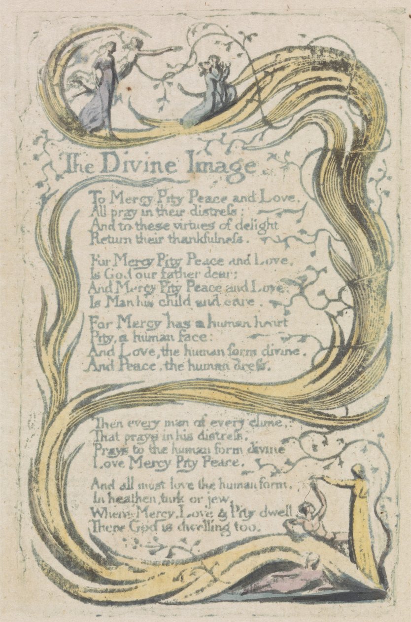 Het goddelijke beeld, plaat 23 uit Songs of Innocence door William Blake