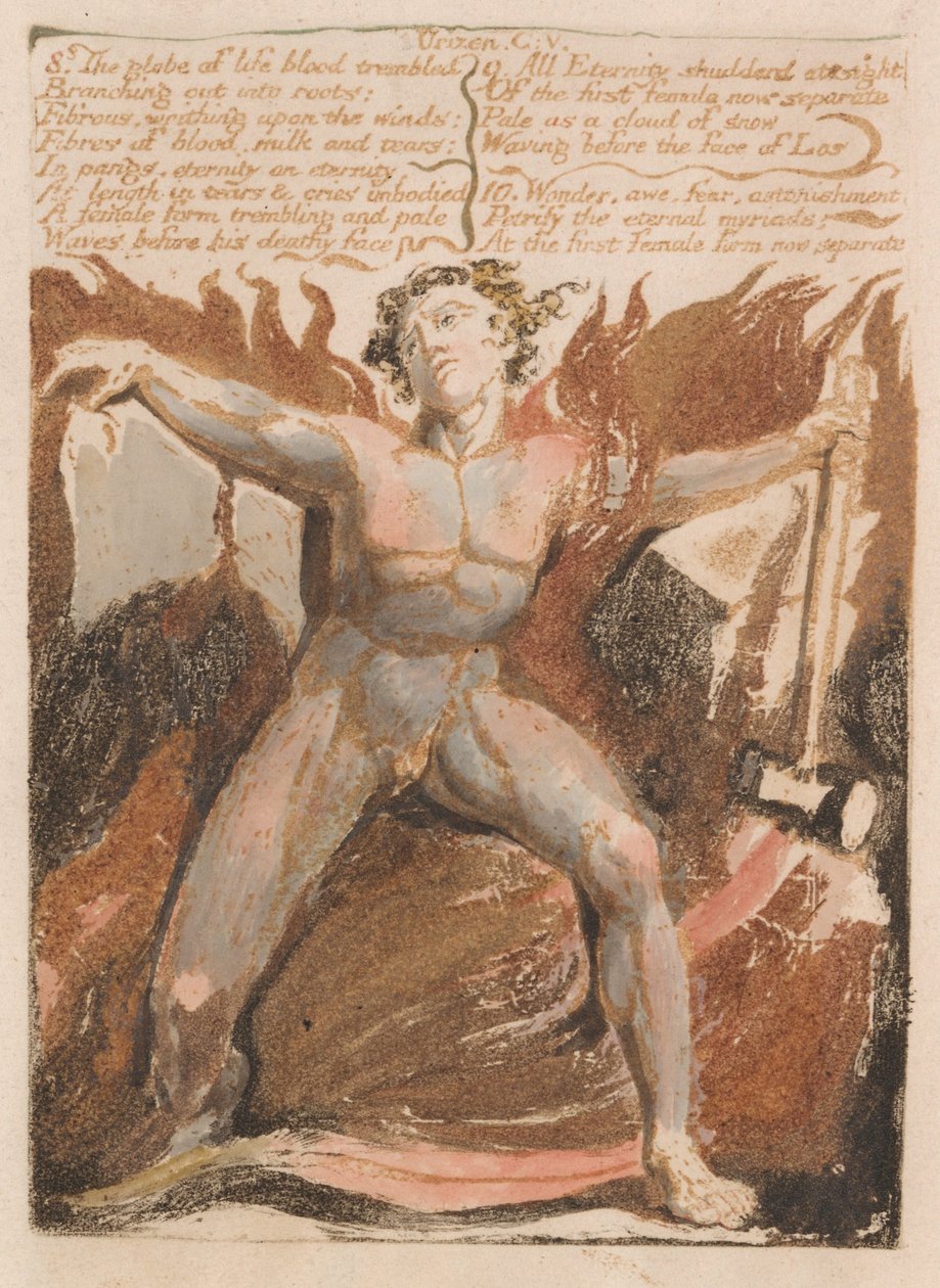 Het eerste boek van Urizen, Plaat 17, 8. De bol van levensbloed trilde.... (Bentley 18) door William Blake