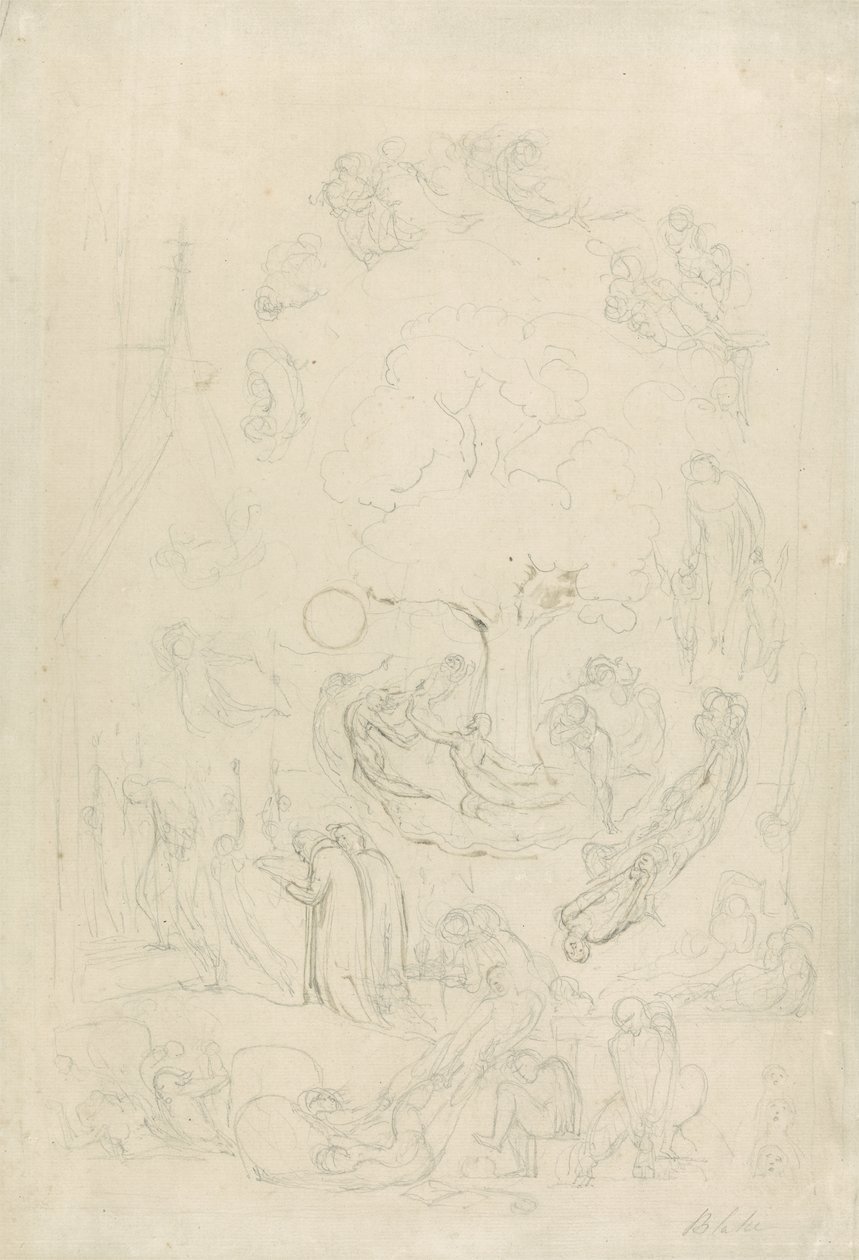 De capriolen van geesten volgens hun affecties voorafgaand aan het laatste oordeel, 1805-08 door William Blake