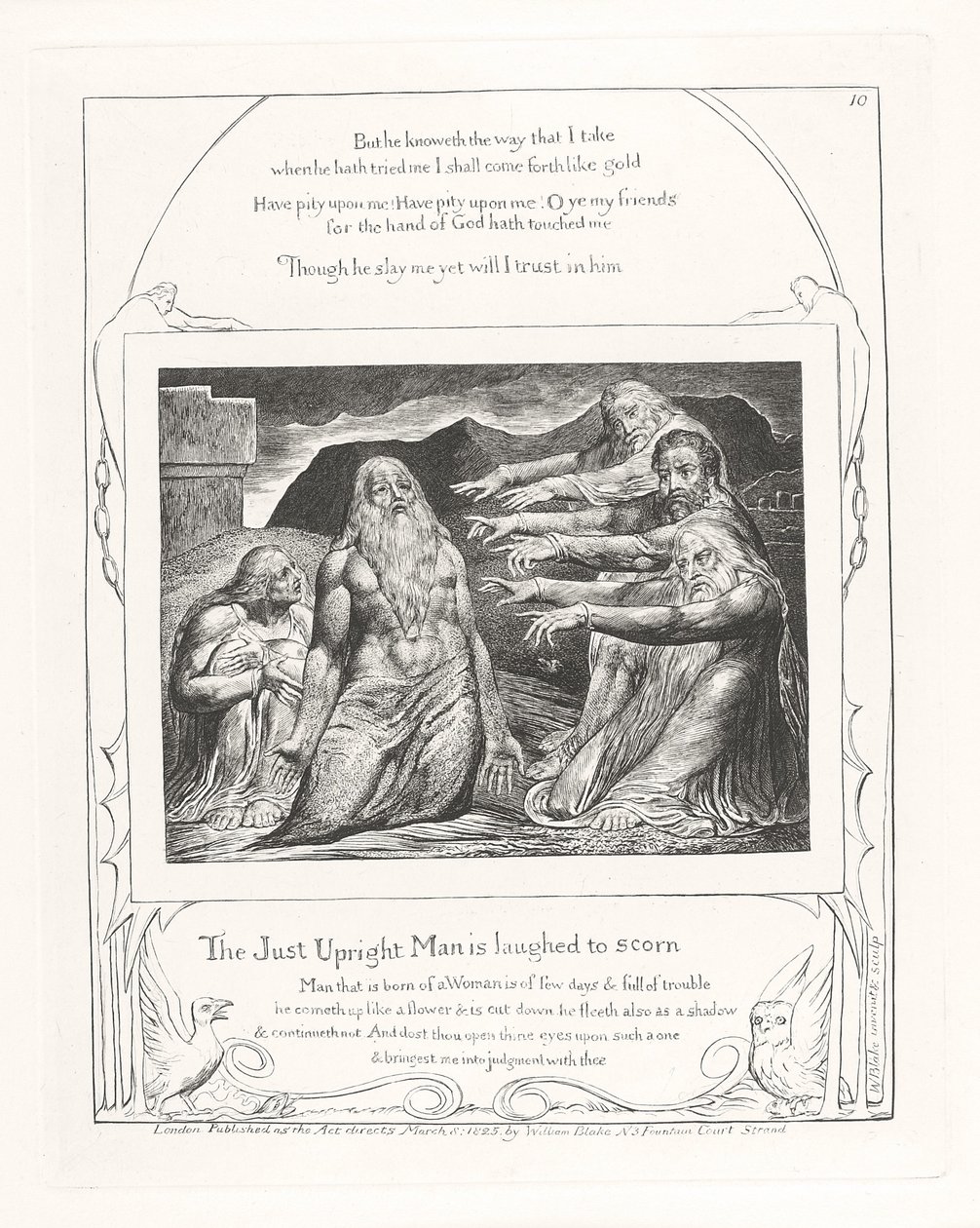 De Rechtvaardige Man wordt bespot, 1825 door William Blake