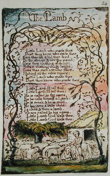 Het lam, illustratie uit Songs of Innocence and of Experience (Bentley Copy L) pl.24 (Bentley 8) door William Blake