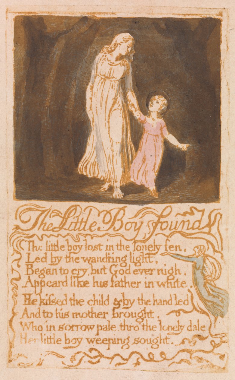 De kleine gevonden jongen, plaat 21 uit Songs of Innocence, 1789 door William Blake