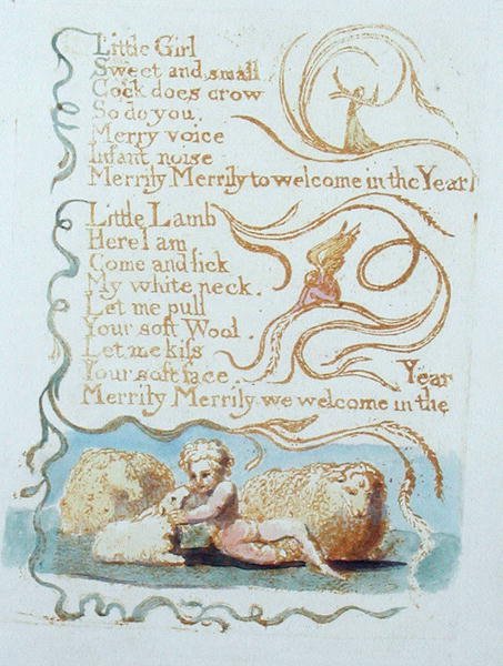 Het kleine meisje, plaat 26 uit Songs of Innocence, 1789 door William Blake