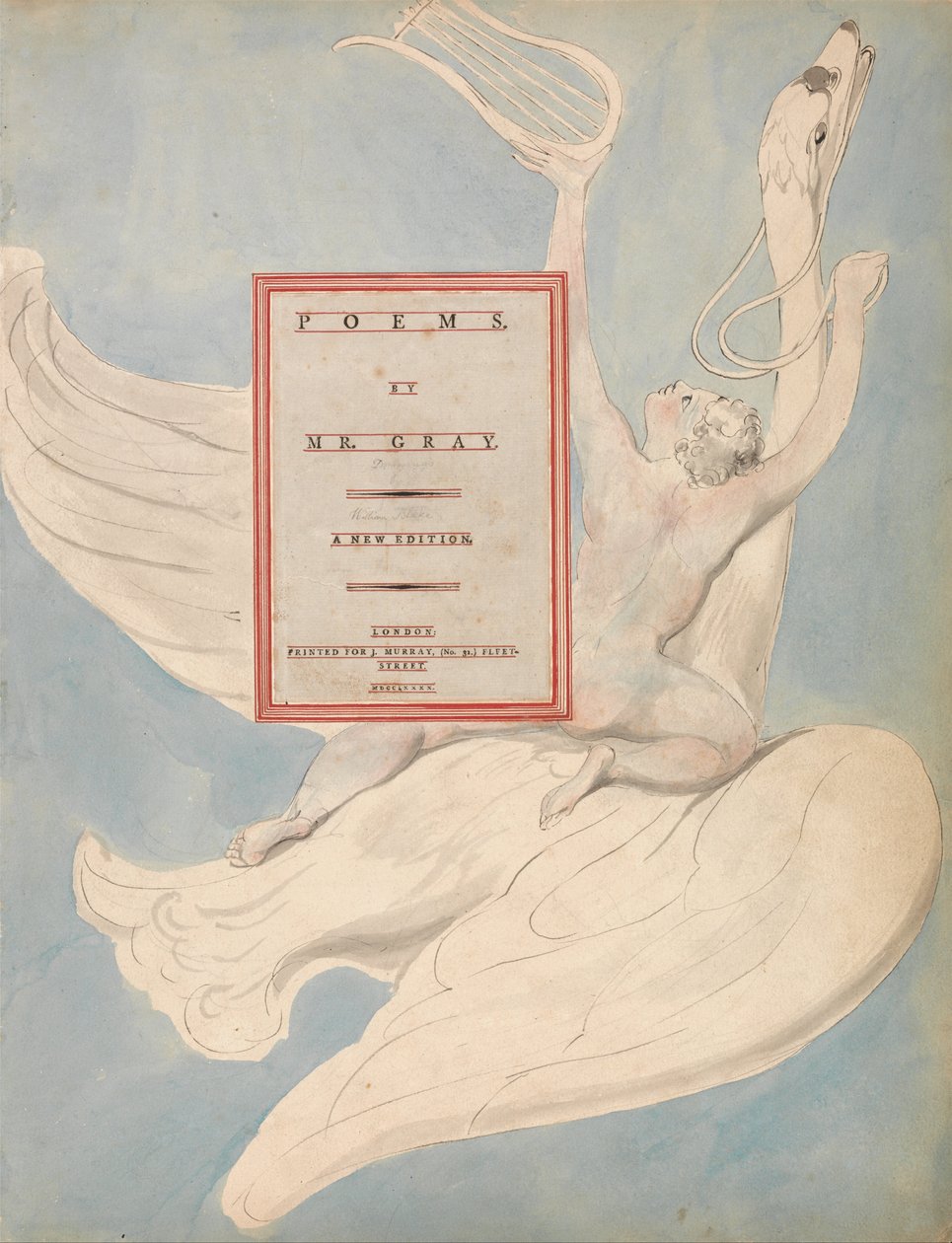 De gedichten van Thomas Gray, ontwerp 1, De Pindarische Genius ontvangt zijn lier door William Blake