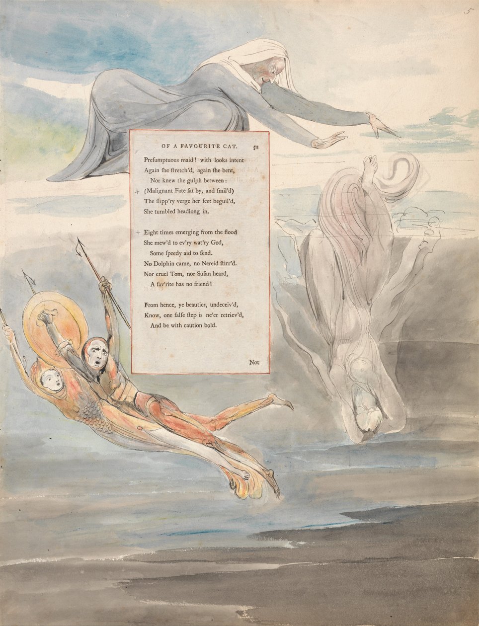 De Gedichten van Thomas Gray, Ontwerp 11, Ode op de Dood van een Favoriete Kat door William Blake