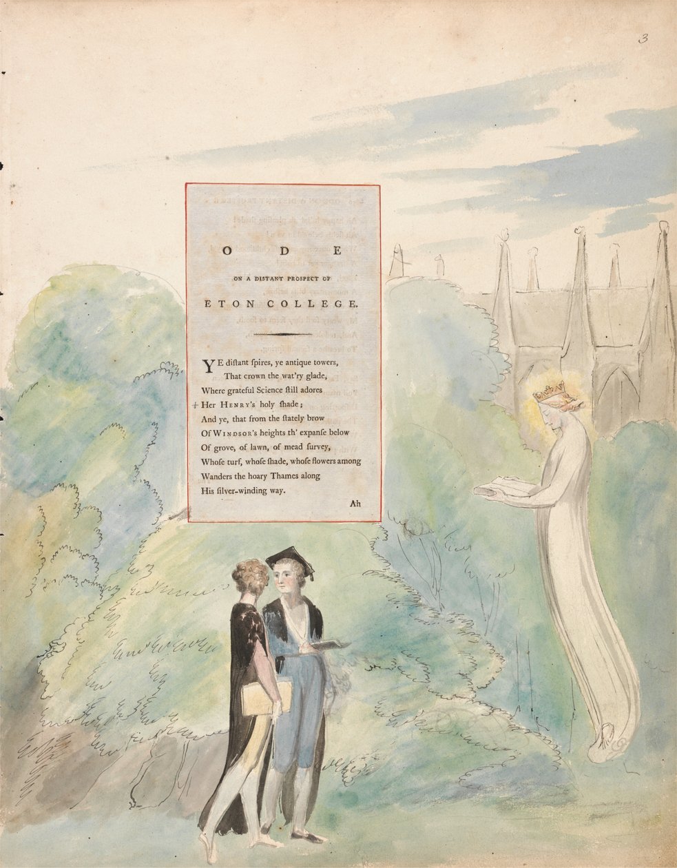 De Gedichten van Thomas Gray, Ontwerp 15, Ode op een Afgelegen Uitzicht op Eton College door William Blake