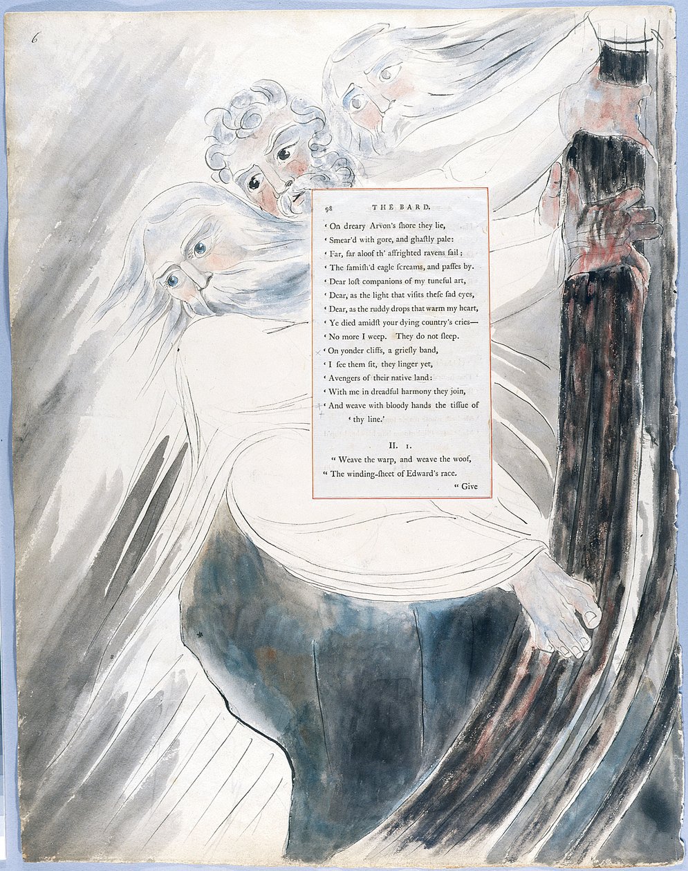 De Gedichten van Thomas Gray, Ontwerp 58, De Bard 06 door William Blake