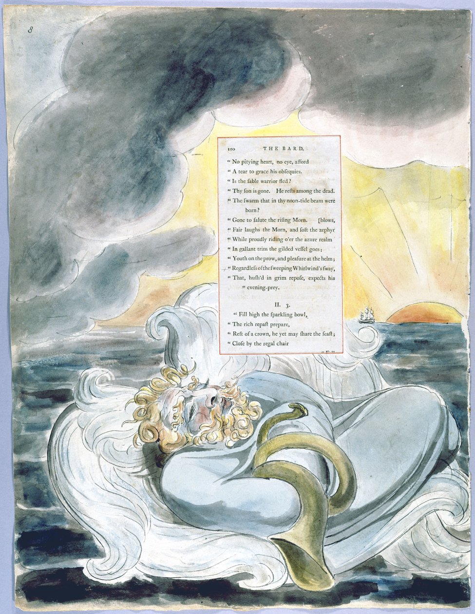 De Gedichten van Thomas Gray, Ontwerp 60, De Bard 08 door William Blake