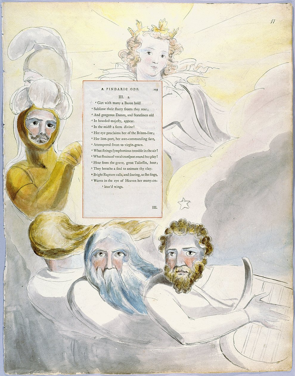 De Gedichten van Thomas Gray, Ontwerp 63, De Bard 11 door William Blake