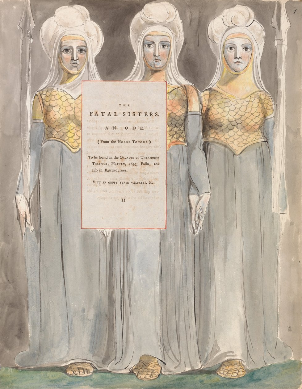 De Gedichten van Thomas Gray, Ontwerp 67, De Fatale Zusters door William Blake