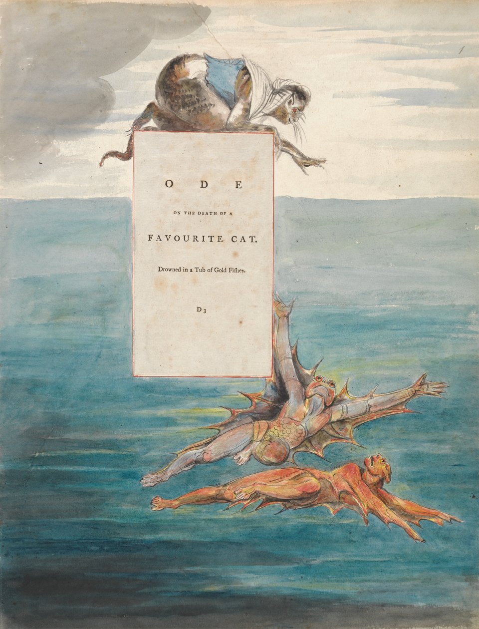 De Gedichten van Thomas Gray, Ontwerp 7, Ode op de Dood van een Favoriete Kat door William Blake