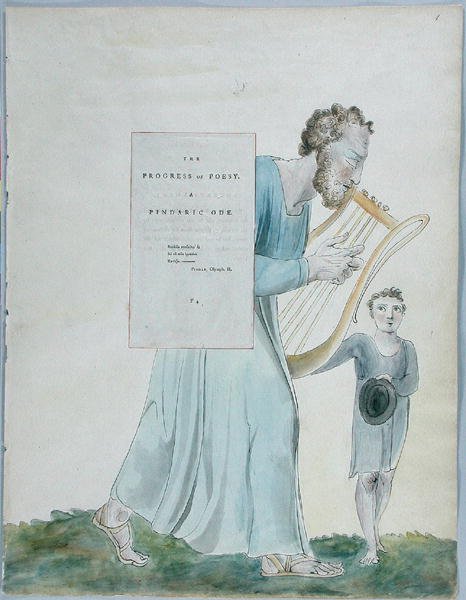 De vooruitgang van de poëzie, ontwerp 41 uit De Gedichten van Thomas Gray, 1797-98 door William Blake