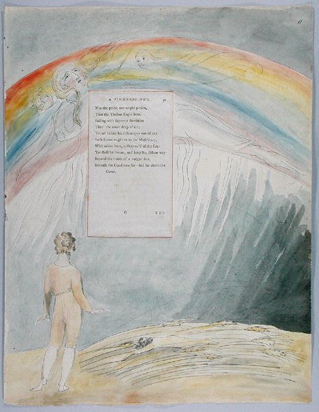 De vooruitgang van de poëzie, ontwerp 51 uit De Gedichten van Thomas Gray, 1797-98 door William Blake