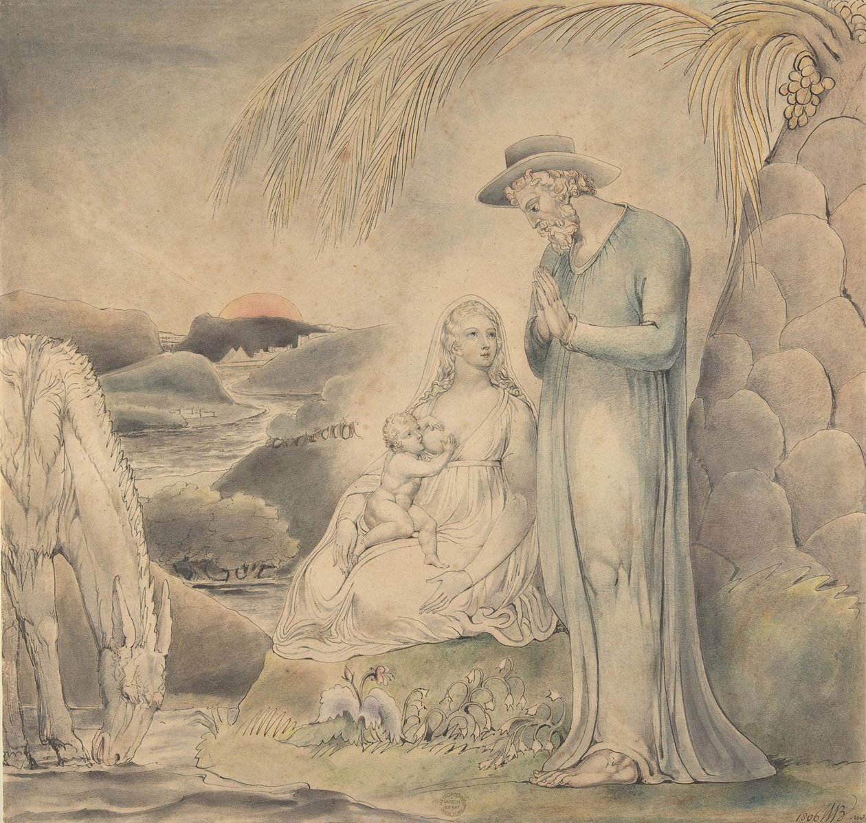 De rust tijdens de vlucht naar Egypte, 1806 door William Blake
