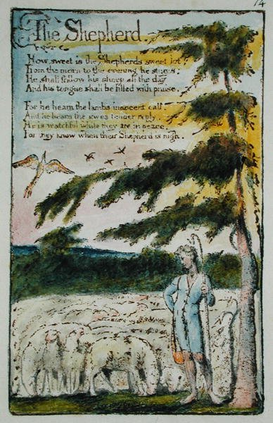 De herder, illustratie uit Songs of Innocence and of Experience (Bentley Copy L) pl.14 (Bentley 5) door William Blake