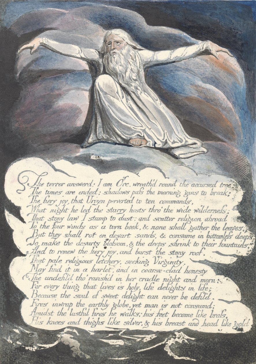 Het Antwoord van de Angst..., plaat 10 uit Amerika: Een Profetie, 1793 door William Blake