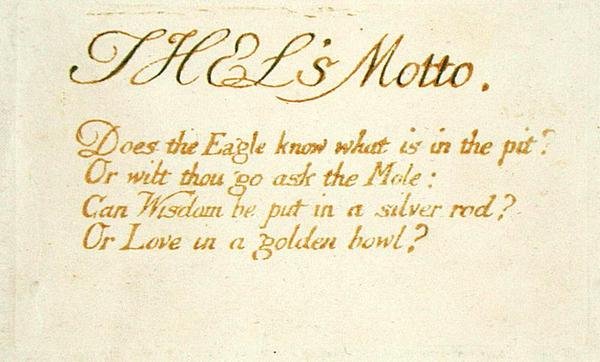 Thels Motto..., plaat 1 uit Het Boek van Thel (1789) door William Blake
