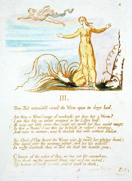 Toen Thel Verbaasd Was..., plaat 6 uit Het Boek van Thel (1789) door William Blake