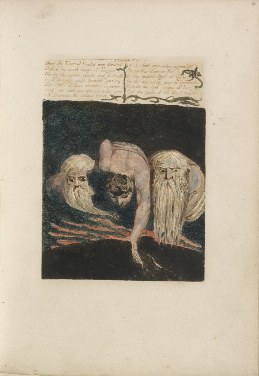 Zo werd de Eeuwige Profeet verdeeld..., plaat 20 uit Het Eerste Boek van Urizen, 1794 door William Blake