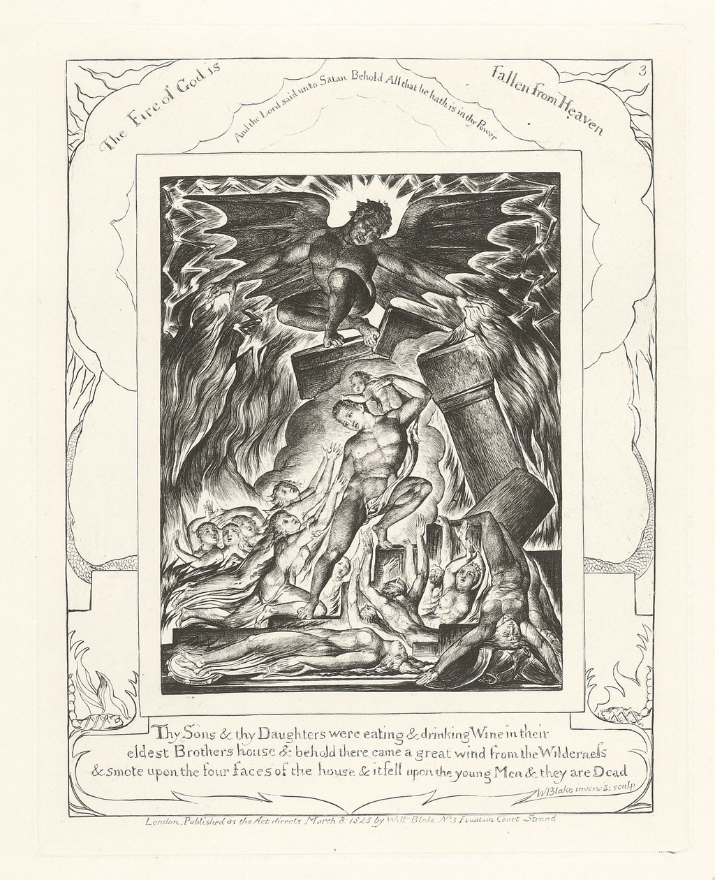 Uw Zonen en Dochters aten en dronken Wijn, 1825 door William Blake