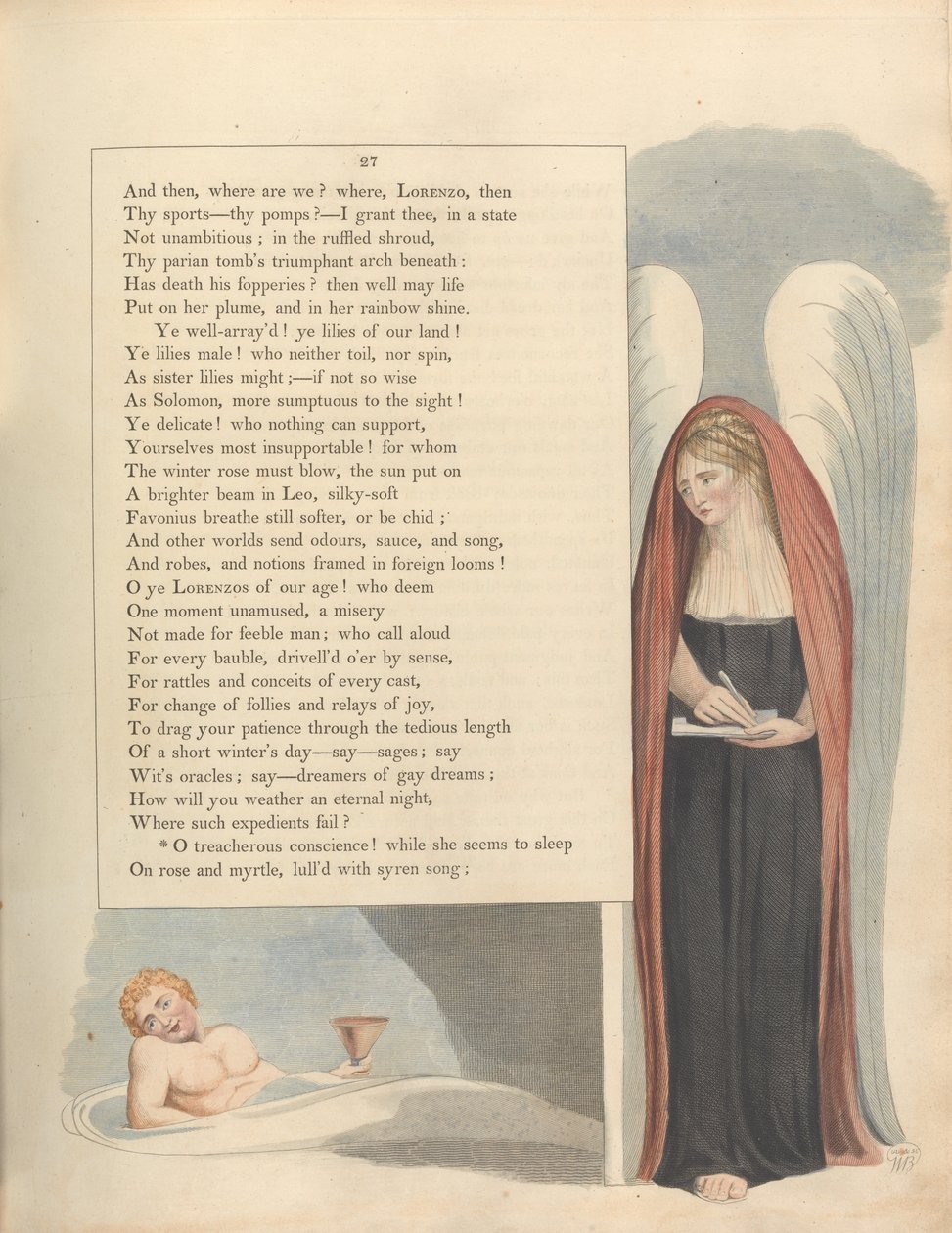Youngs Night Thoughts, Pagina 27, O verraderlijk geweten! door William Blake