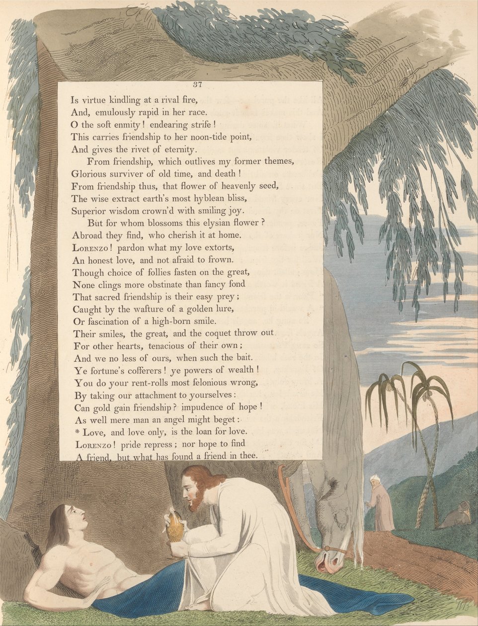 Youngs Nachtgedachten, Pagina 37, Liefde, en Alleen Liefde, Is de Lening voor Liefde door William Blake