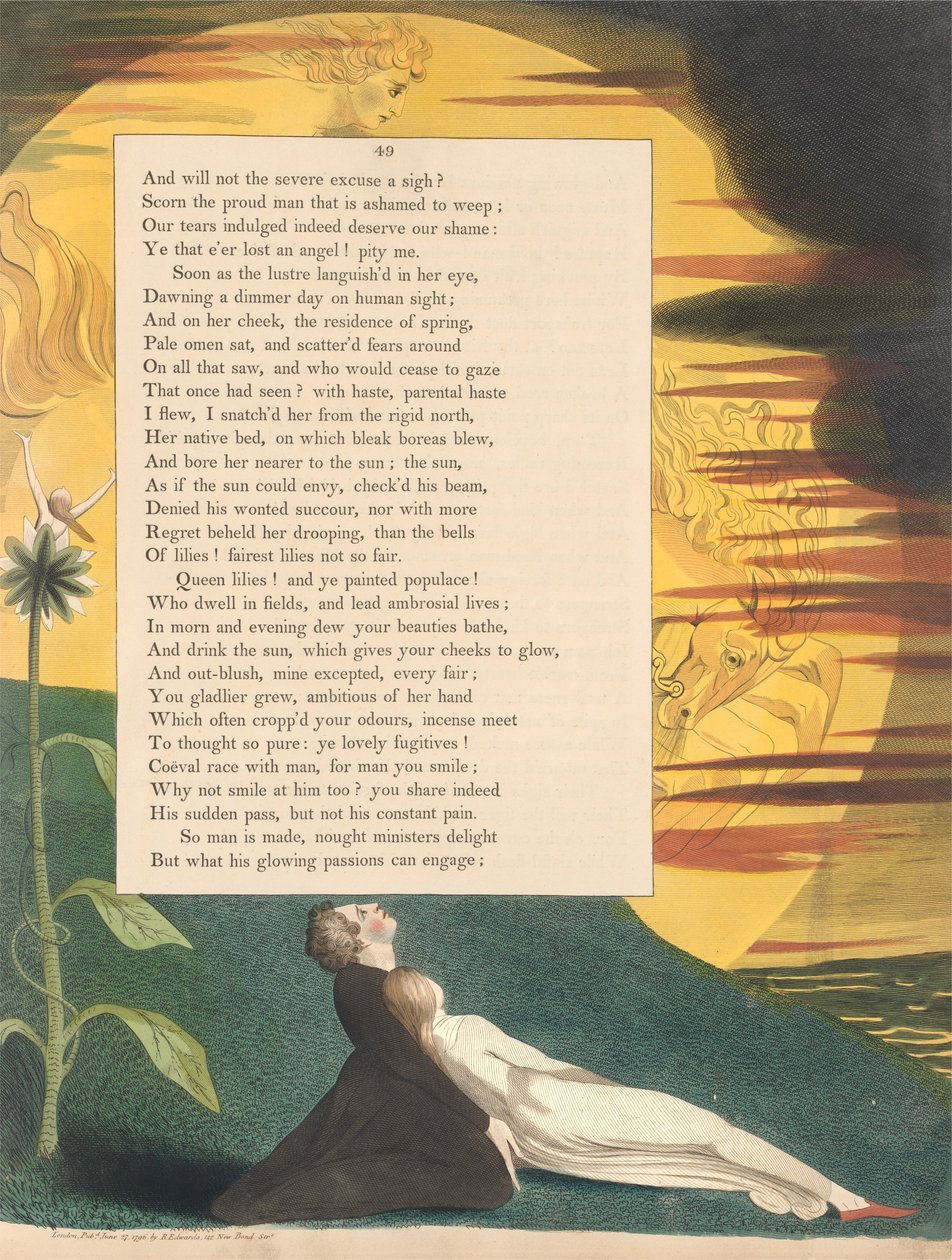 Youngs Nachtgedachten, Pagina 49, Alsof de Zon Zou Kunnen Benijden, Zijn Straal Tegenhouden door William Blake