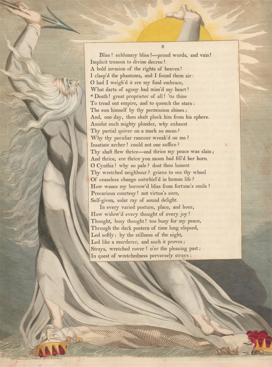 Youngs Nachtgedachten, Pagina 8, Dood! Grote Eigenaar van Alles! door William Blake