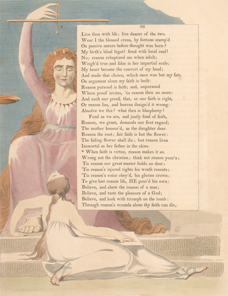 Youngs Nachtgedachten, Pagina 92, Wanneer Geloof Deugd Is, Maakt Rede Het Zo door William Blake