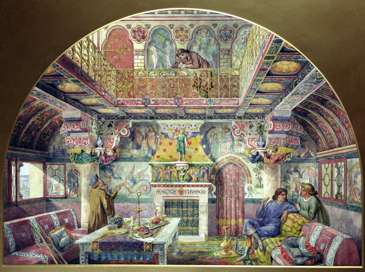 Ontwerp voor de decoratie van de zomerrookkamer in Cardiff Castle, 1870 door William Burges