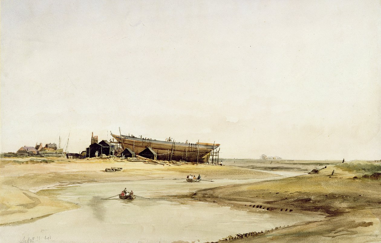 Scheepsbouw door William Callow