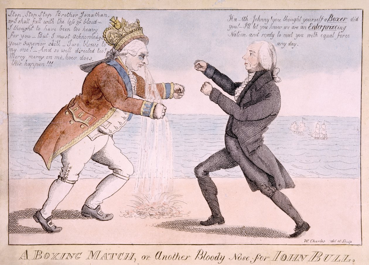 Een Bokswedstrijd of, Nog een Bloedneus voor John Bull door William Charles