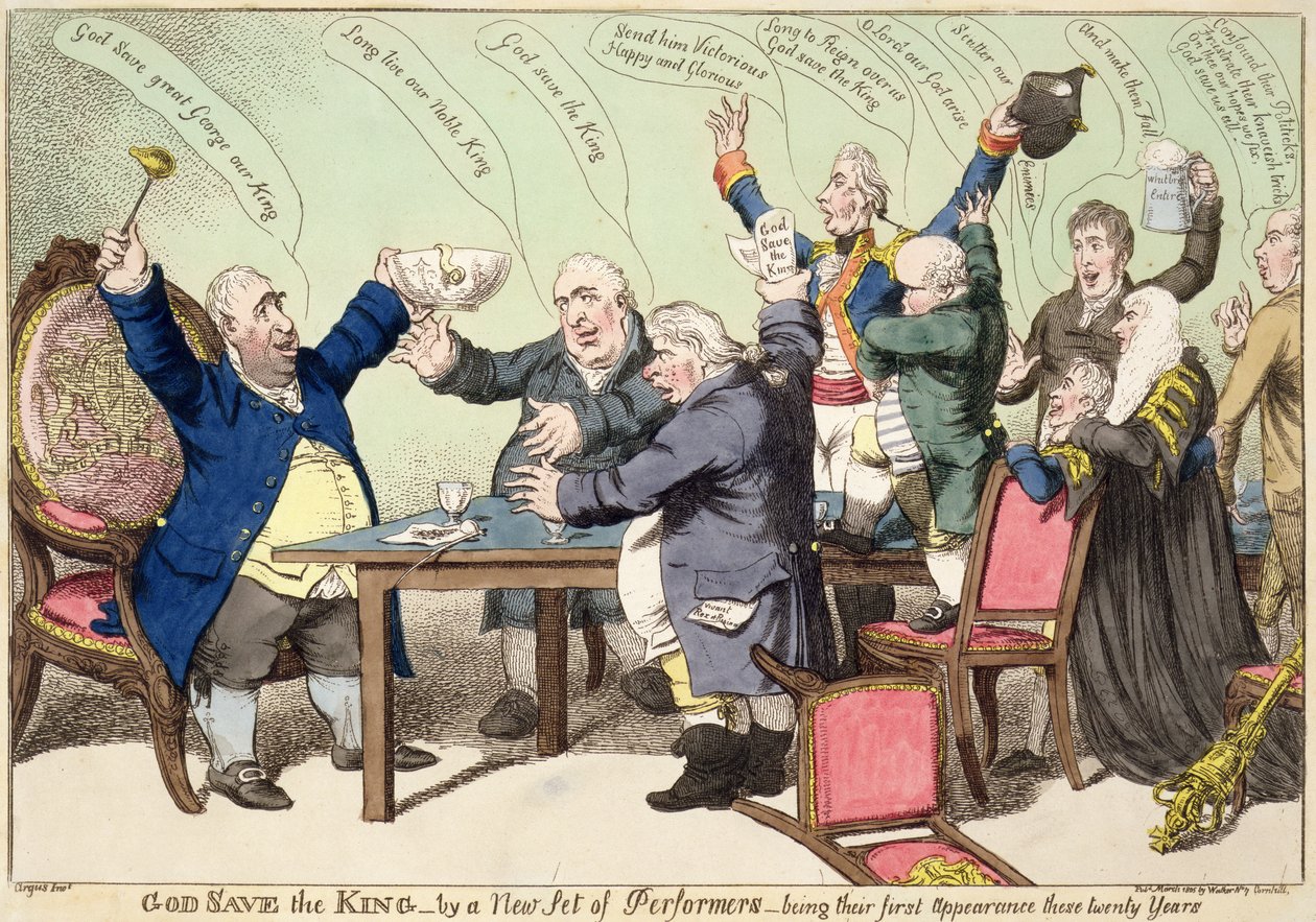 God Save the King, door een nieuwe groep uitvoerders, hun eerste optreden in twintig jaar, gepubliceerd maart 1805 door William Charles