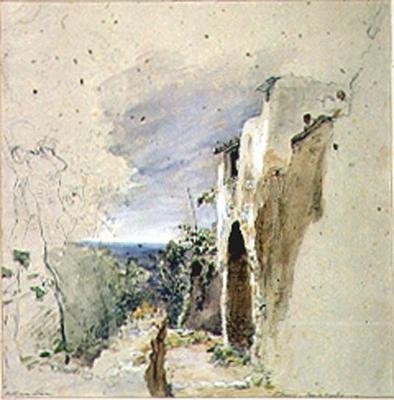 Kustzicht bij Sorrento, Baai van Napels door William Collins