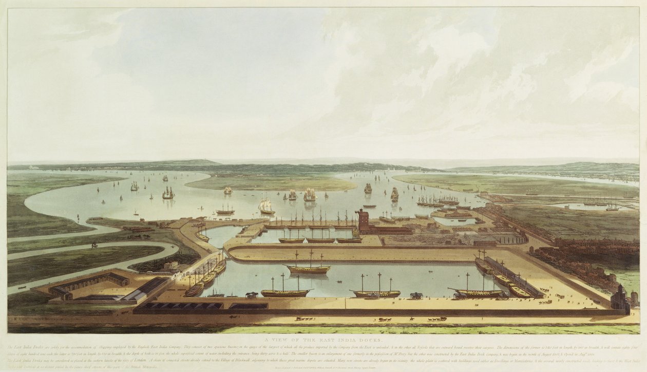 Nieuwe Dok, Wapping, 1808 door William Daniell