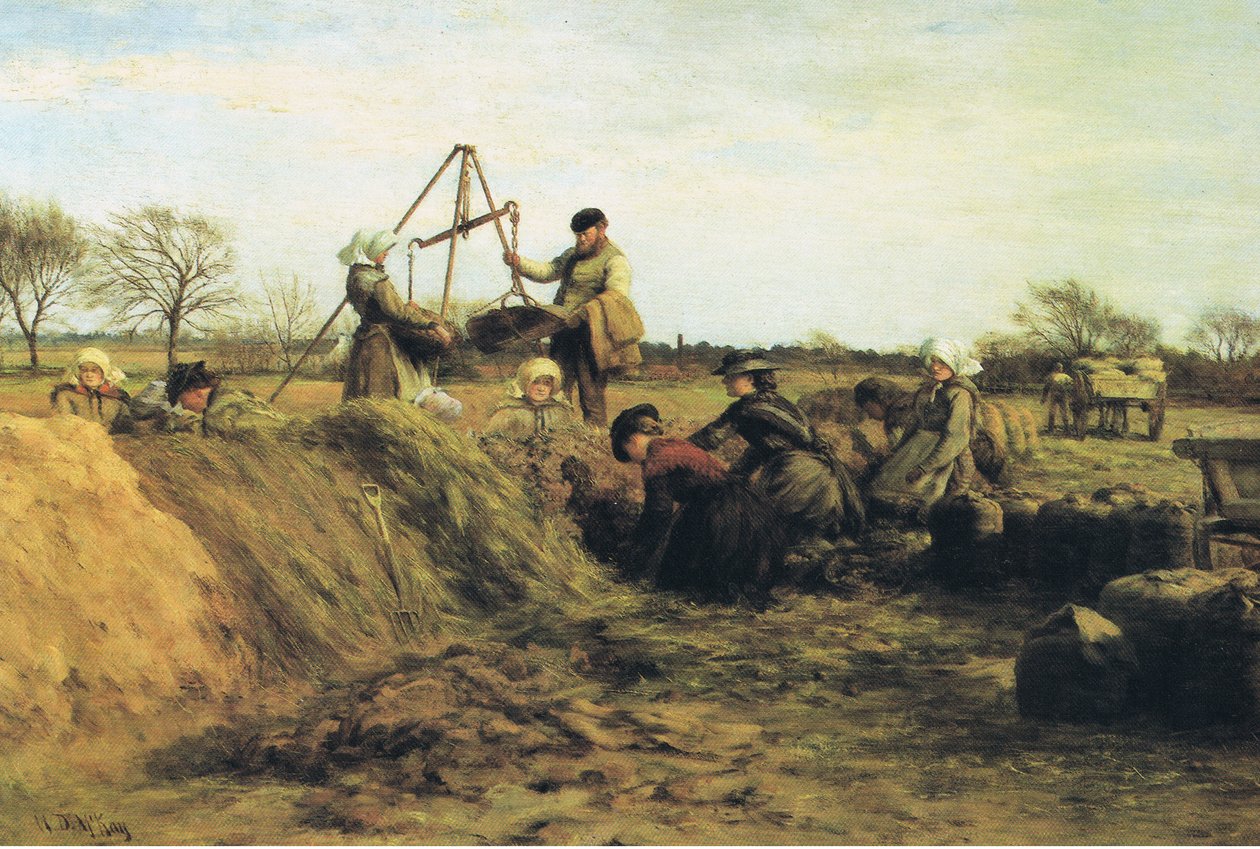 Veldwerk in de lente - bij de aardappelkuilen door William Darling Mackay
