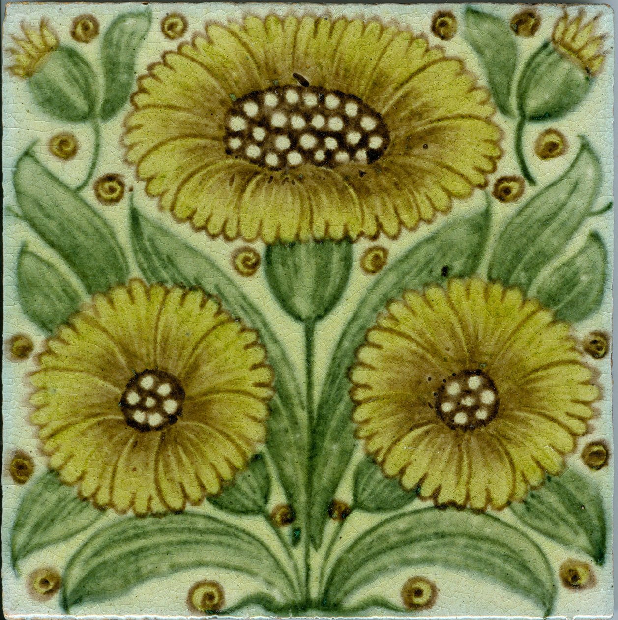 Bedford Park margrietpatroon tegel door William de Morgan