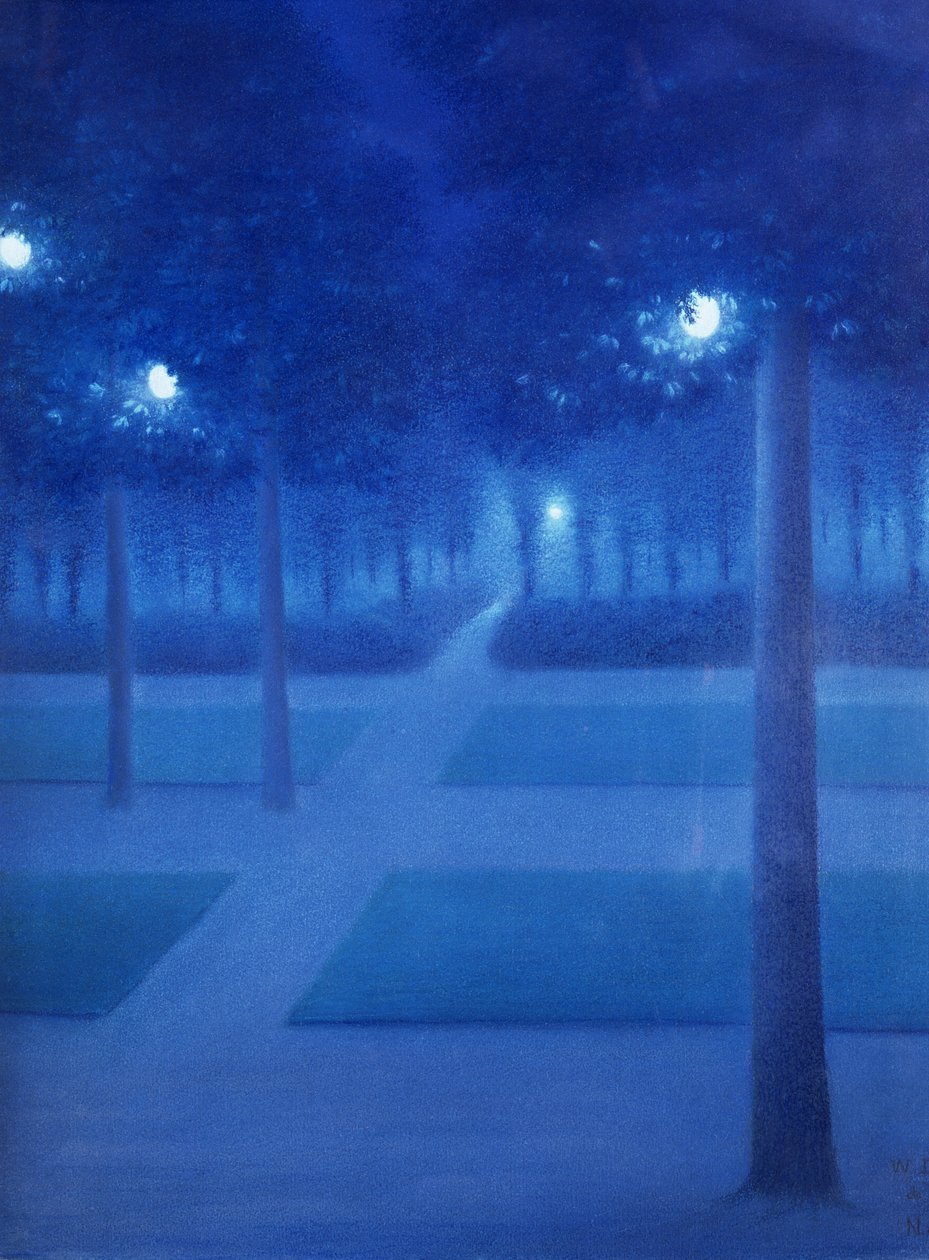 Nachtelijke scène in het Parc Royal, Brussel, 1897 door William Degouve de Nuncques