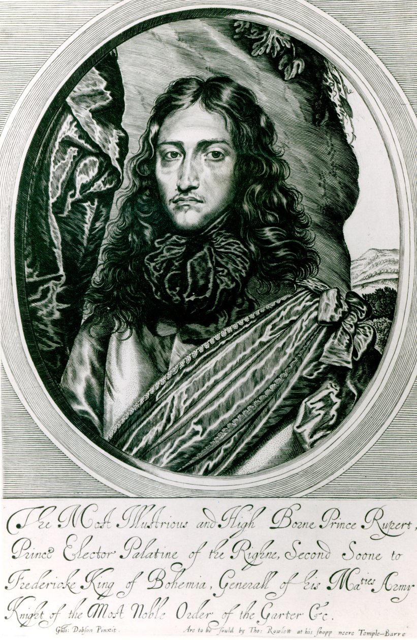 Prins Rupert van de Rijn gegraveerd door William Faithorne door William Dobson