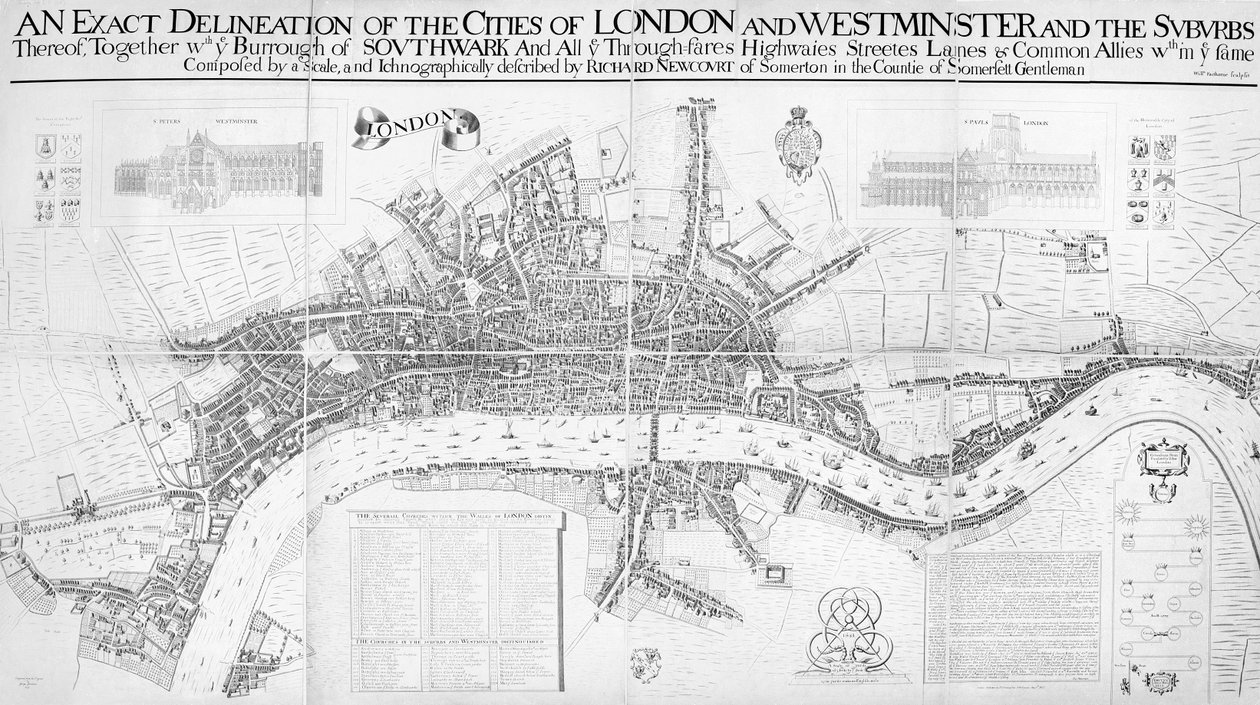 Een exacte weergave van de steden Londen en Westminster en de voorsteden door William Faithorne
