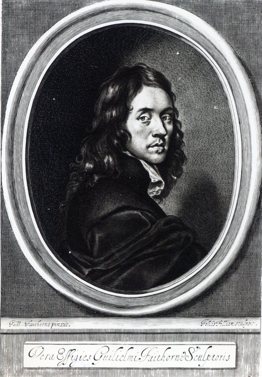 Zelfportret, gegraveerd door John Fillian (fl.1658-80), c.1658-70 door William Faithorne