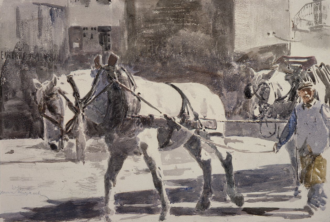Twee Percheron paarden door William G. Burn-Murdoch