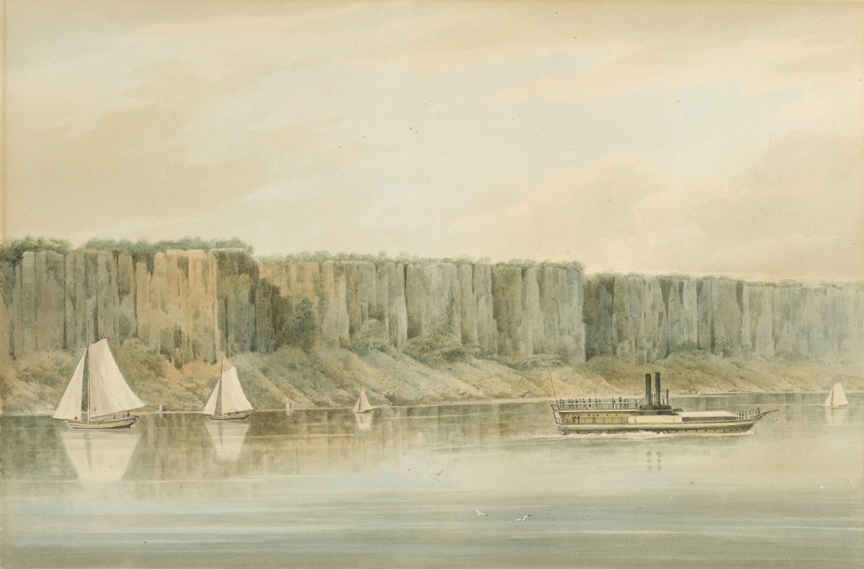 Uitzicht op de Palisades, New Jersey: Voorbereidende Studie voor Plaat 19 van The Hudson River Portfolio, 1820 door William Guy Wall