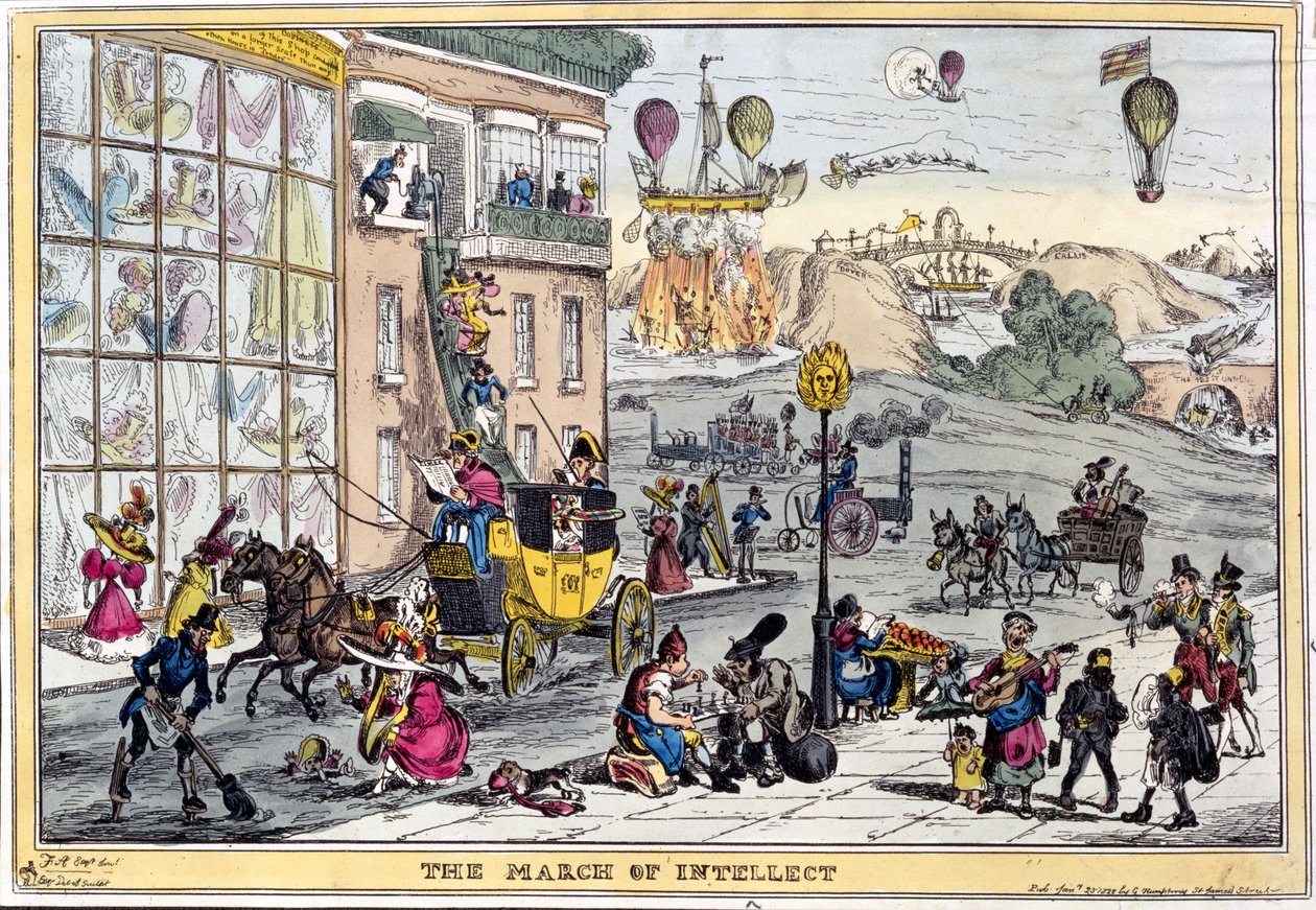 Mars van het intellect, gepubliceerd door Thomas McLean, 1828 door William Heath