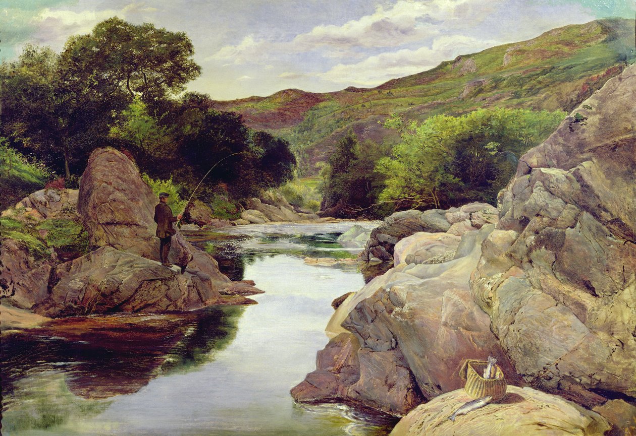 Glenfinlas met Millais aan het Vissen, 1853 door William Henry Millais