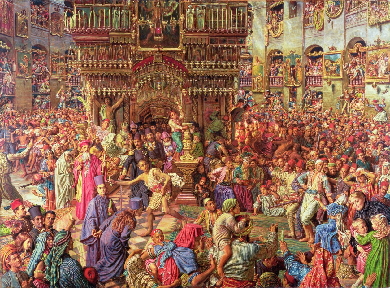 Het wonder van het heilige vuur, Kerk van het Heilig Graf in Jeruzalem, 1892-99 door William Holman Hunt