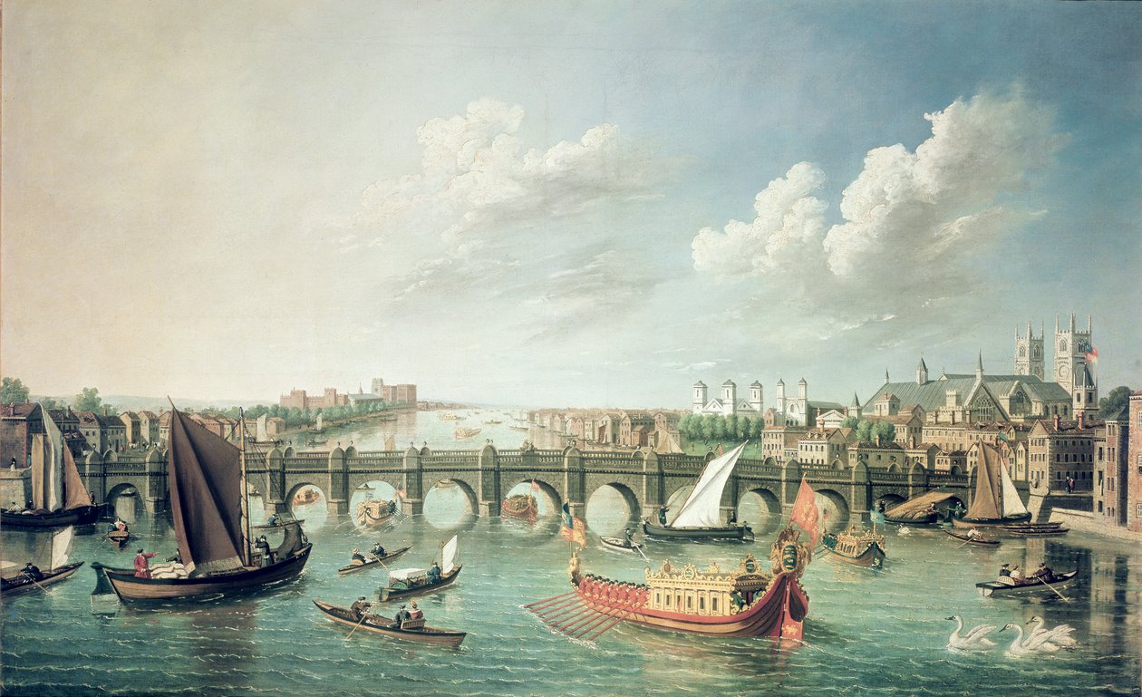 De Theems onder de Westminster Bridge door William James