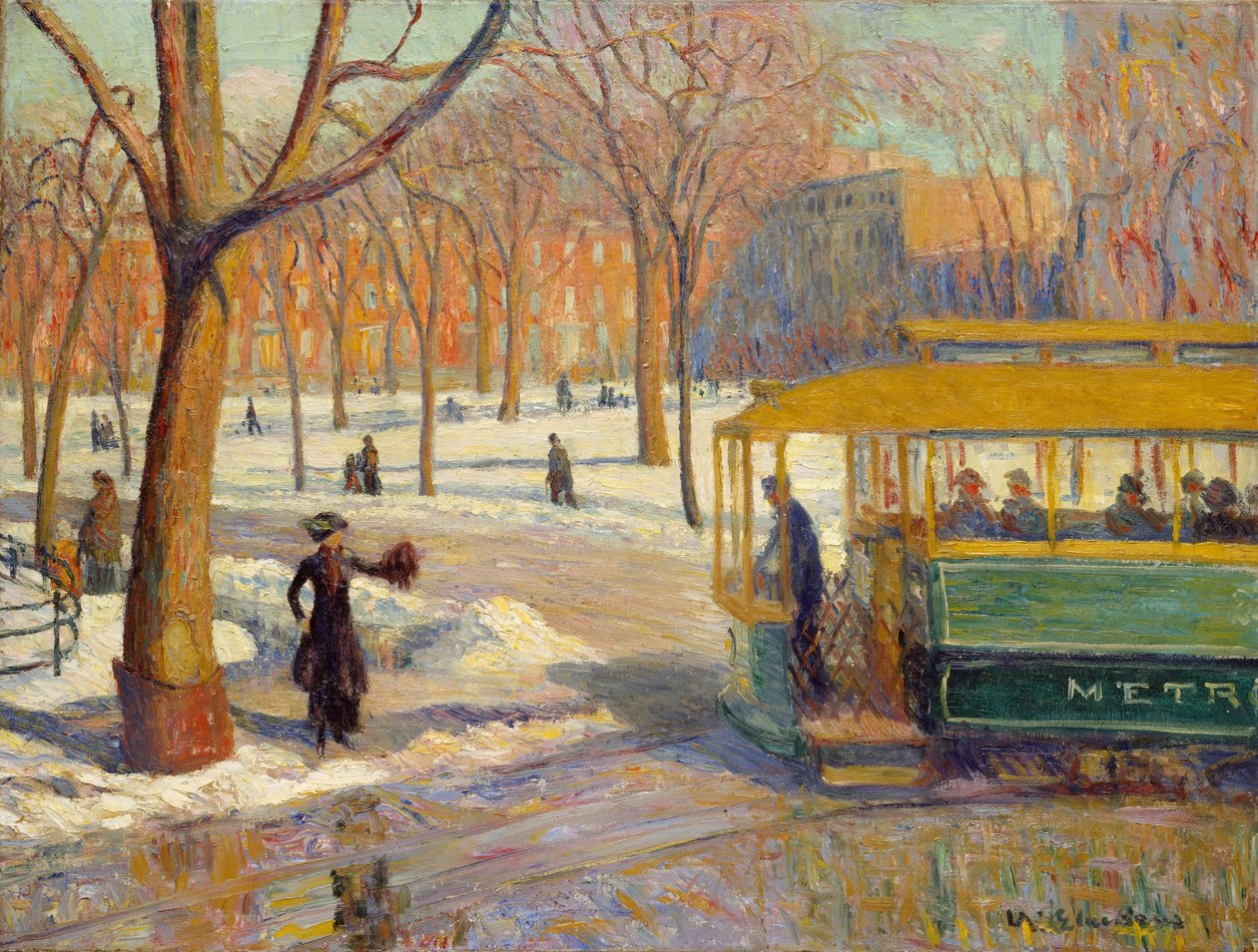 De groene auto door William James Glackens