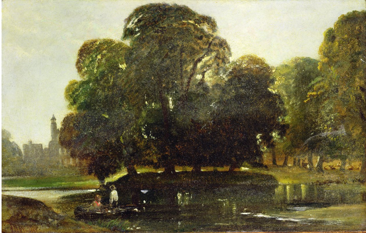 Een Uitzicht op Eton en de Fellows Eyot, ca. 1835-45 door William James Muller